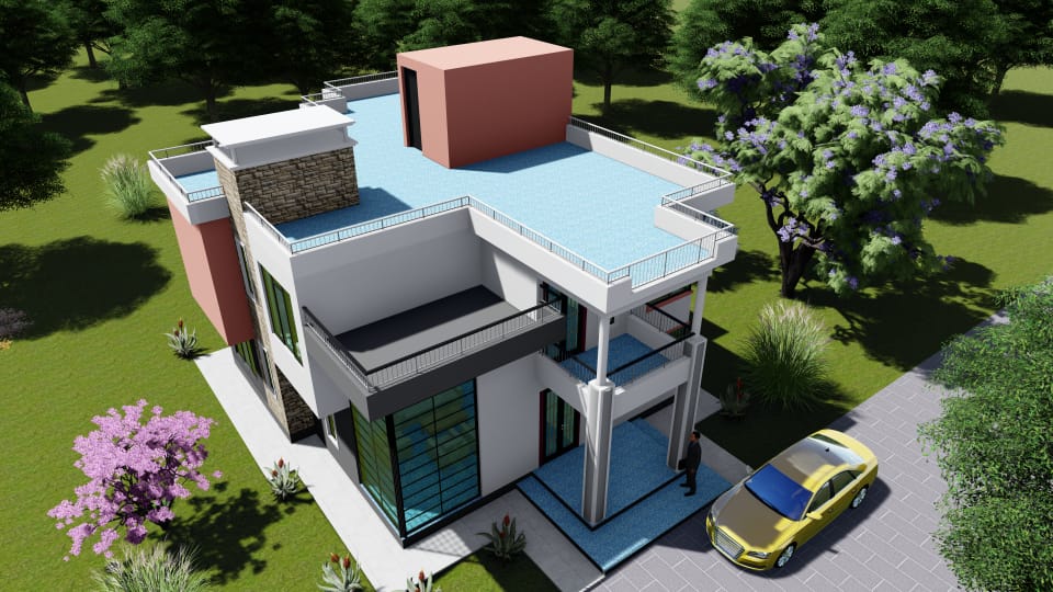 4-Bedroom Flat Roof House Plans in Kenya