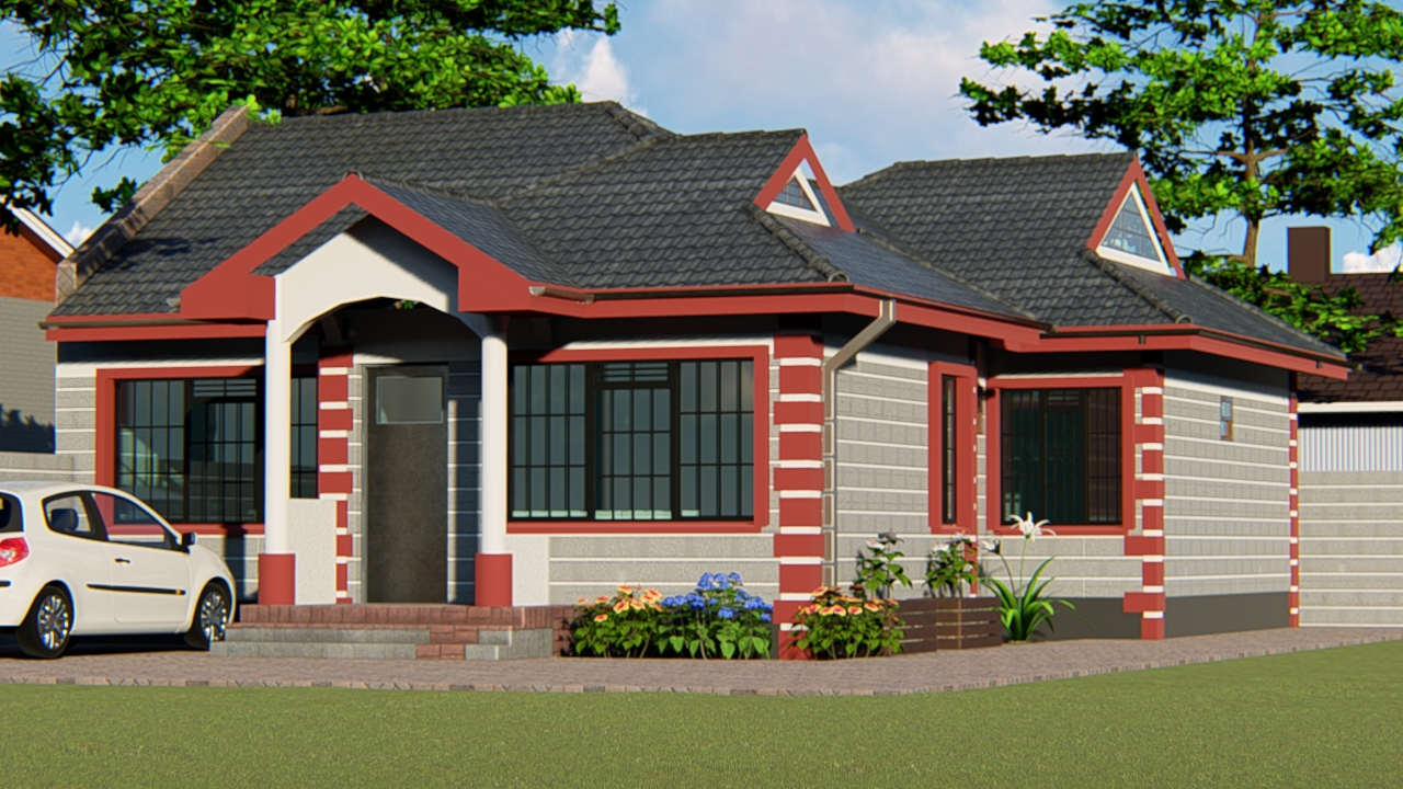 THREE BEDROOM BUNGALOW HOUSE PLANS IN KENYA.